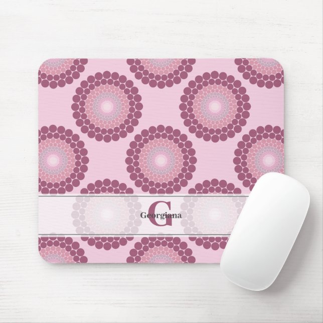 Personalisierte Dusky Rose Polka Dot Mandala Mousepad (Mit Mouse)