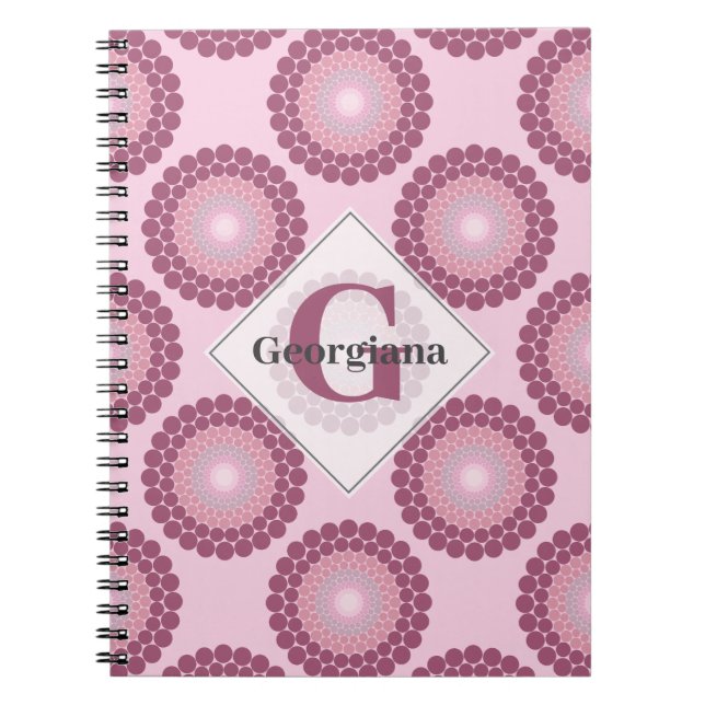 Personalisierte Dusky Rose Polka Dot Mandala Notizblock (Vorderseite)