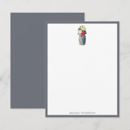 Personalisierte Dusty Blue Vintag Watercolor-Blume Mitteilungskarte