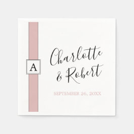 Personalisierte Dusty Rose Rosa Monogramm Hochzeit Serviette