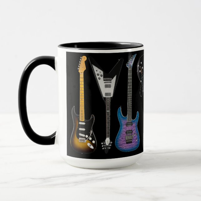 Personalisierte E-Gitarren Schwarz Tasse (Links)