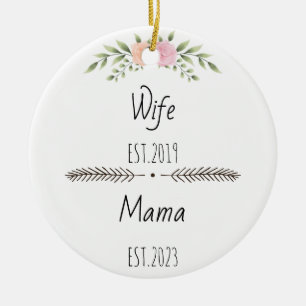 Personalisierte Ehefrau Mama Est Custom Year, Blum Keramik Ornament