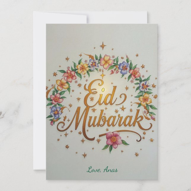 Personalisierte Eid Mubarak Florale moderne Karte (Vorderseite)