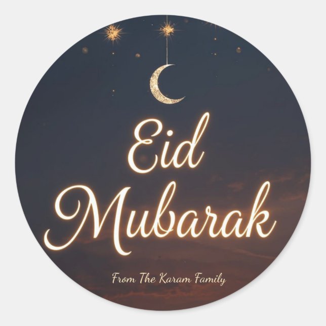 Personalisierte Eid Mubarak Muslim Sticker Geschen (Vorderseite)