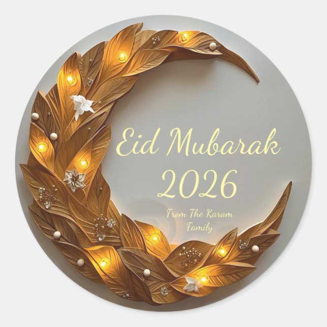 Personalisierte Eid Mubarak Muslimische Aufkleber  (Vorderseite)