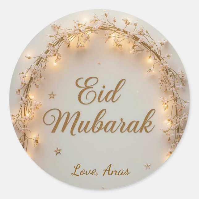 Personalisierte Eid Mubarak-Rundaufkleber Runder Aufkleber (Vorderseite)