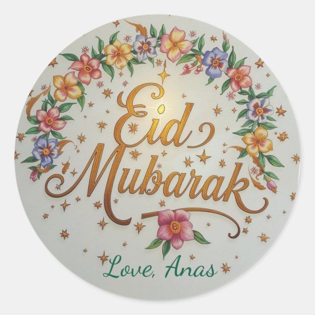 Personalisierte Eid Mubarak-Rundsticker Runder Aufkleber (Vorderseite)