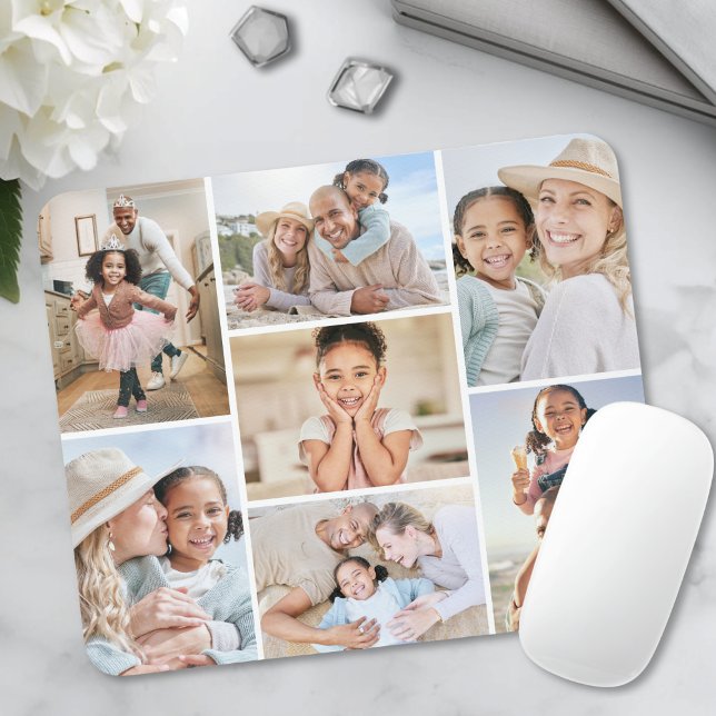 Personalisierte einfache 7-Foto-Collage Mousepad (Personalized Simple 7 Photo Collage Mouse Pad)