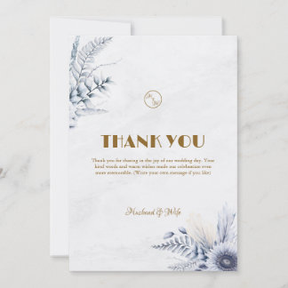 Personalisierte einfache blaue Blumen Hochzeit Dankeskarte