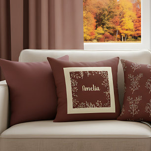 Personalisierte einfache Farmhouse-Herbstblätter Kissen