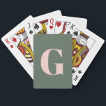 Personalisierte, einfache, fette Monogramm Rosa un Spielkarten<br><div class="desc">Personalisierte,  einfache,  fette Monogram,  rosa und grüne Playing Cards</div>