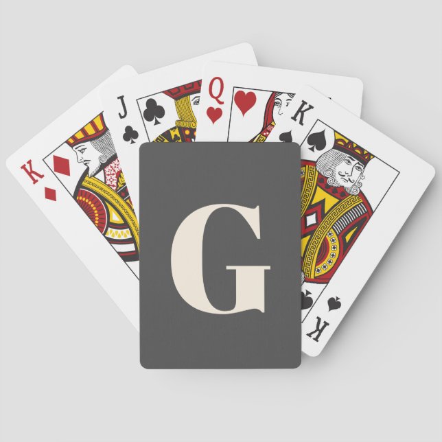 Personalisierte, einfache, fette Monogramm Schwarz Spielkarten (Rückseite)