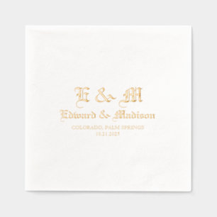 Personalisierte Einfache Hochzeitstypografie Servietten Mit Folie
