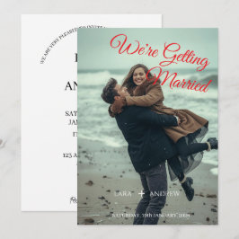 Personalisierte Einfache moderne Hochzeit spart da Einladung