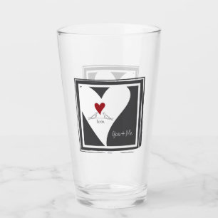 Personalisierte einfache moderne Liebesvögel rotes Glas