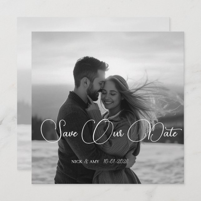 Personalisierte Einfache moderne Winterhochzeitkar Einladung (Vorne/Hinten)