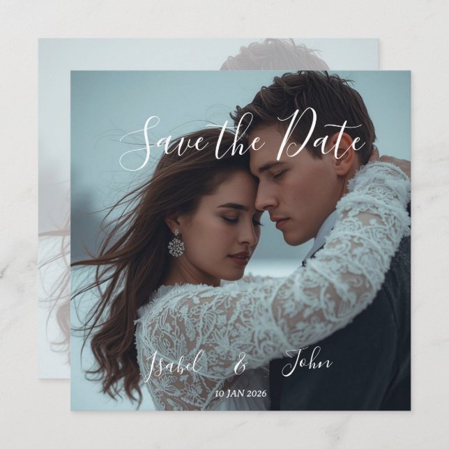 Personalisierte Einfache moderne Winterhochzeitkar Einladung (Vorne/Hinten)