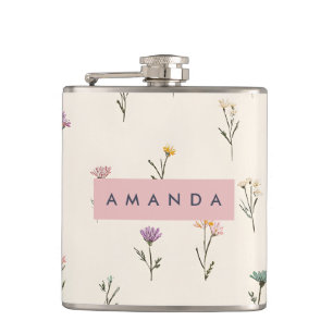 Personalisierte einfache Pastel Blume Motif auf Cr Flachmann