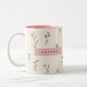 Personalisierte einfache Pastel Blume Motif auf Cr Zweifarbige Tasse