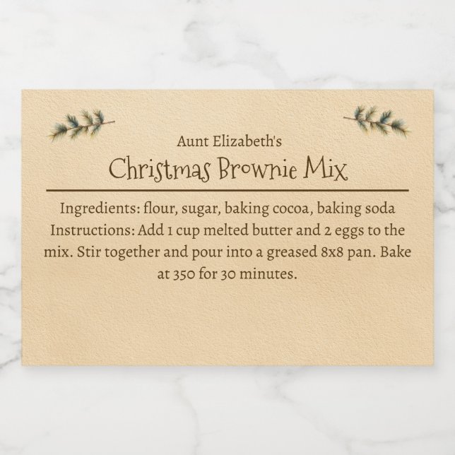 Personalisierte einfache Weihnachts-Brownies-Backm Lebensmitteletikett (Einzelnes Label)