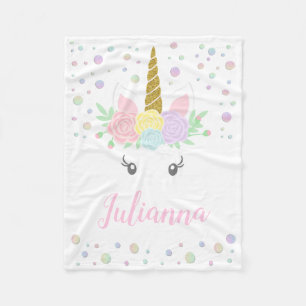 Personalisierte Einhorn-Babydecke Fleecedecke