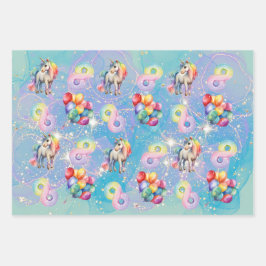 personalisierte Einhorn-Geschenkpackung zum 8. Geb Geschenkpapier Set