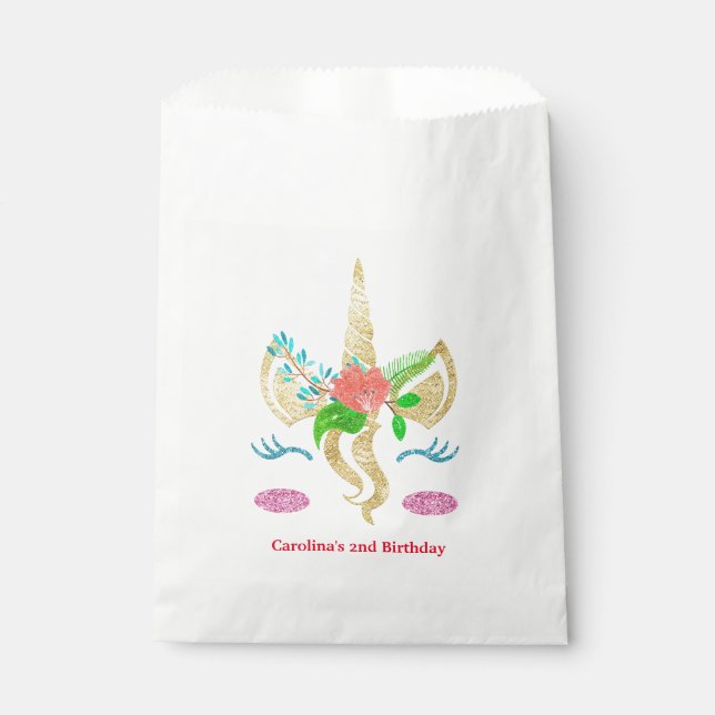 Personalisierte Einhorn-Gesichtsbeutel Geschenktütchen (Vorderseite)