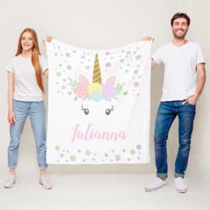 Personalisierte Einhorn-Gesichtsdecke Fleecedecke