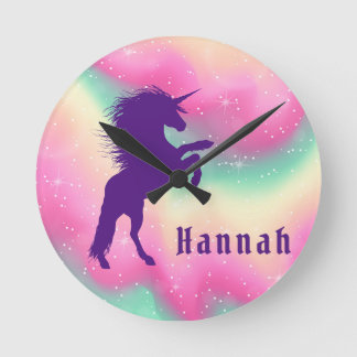 Personalisierte Einhorn-Uhr Runde Wanduhr