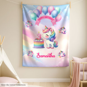Personalisierte Einhornblanket für das 3. Geburtst Fleecedecke