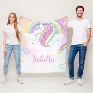 Personalisierte Einhorndecke für Mädchen Fleecedecke