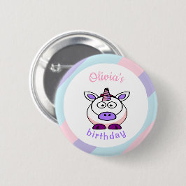 Personalisierte Einhorngeburtpastellfarben Button