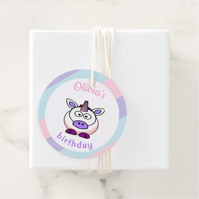 Personalisierte Einhorngeburtpastellfarben Geschenkanhänger (Beispiel)