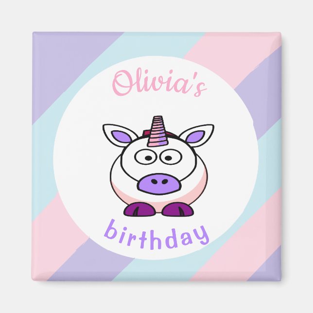 Personalisierte Einhorngeburtpastellfarben Magnet (Vorne)
