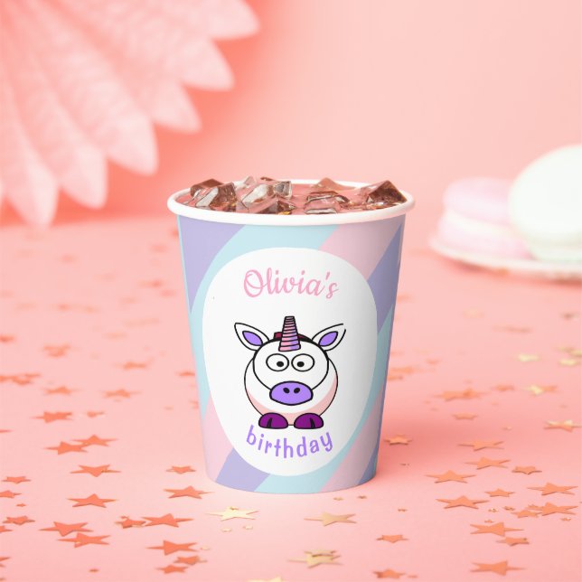 Personalisierte Einhorngeburtpastellfarben Pappbecher (Insitu)