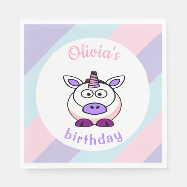 Personalisierte Einhorngeburtpastellfarben Serviette (Vorderseite)