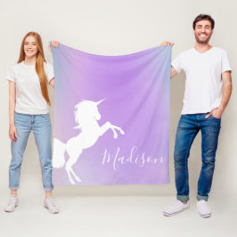 Personalisierte Einicorn Cotton Candy lila Stilvol Fleecedecke