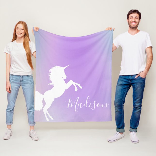 Personalisierte Einicorn Cotton Candy lila Stilvol Fleecedecke (Beispiel)