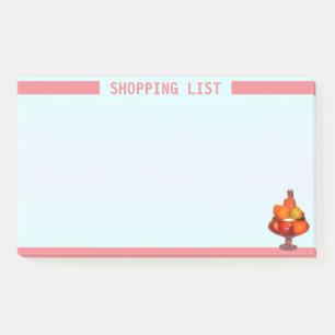 Personalisierte Einkaufsliste und Obstschale Post-it Klebezettel