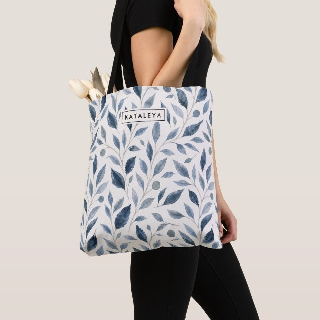 Personalisierte Einkaufstasche Blue Leaf (Von Nahem)