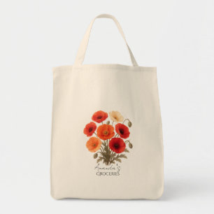 Personalisierte Einkaufstasche, Mohnblume Floral Tragetasche