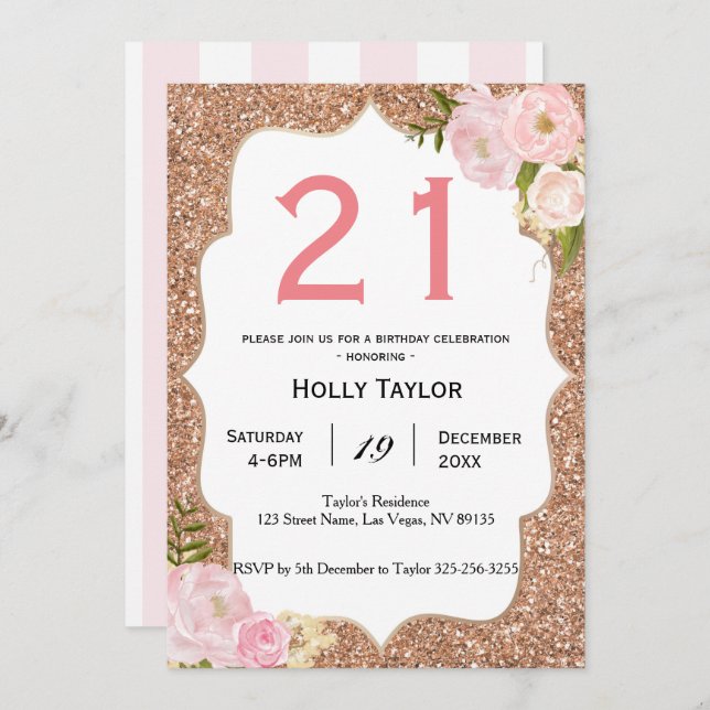 Personalisierte Einladung zum 21. Geburtstag (Vorne/Hinten)