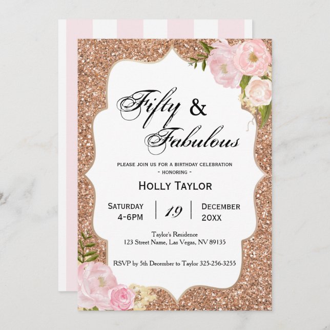 Personalisierte Einladung zum 50. Geburtstag (Vorne/Hinten)