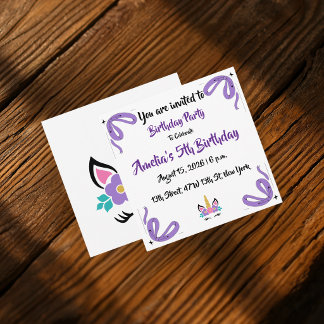 Personalisierte Einladung zum Geburtstag Einhorn 