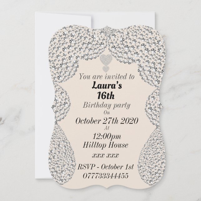 personalisierte Einladungen zum 16. Geburtstag (Vorderseite)