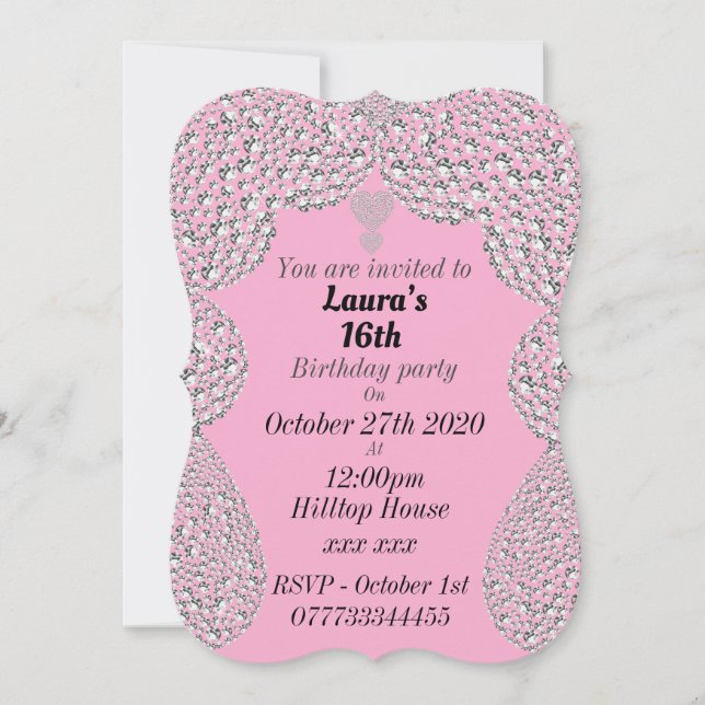 personalisierte Einladungen zum 16. Geburtstag (Vorderseite)