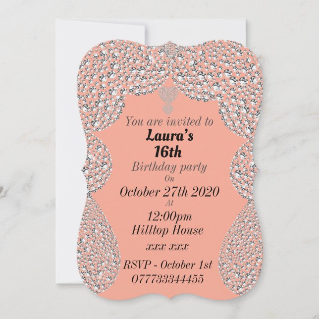 personalisierte Einladungen zum 16. Geburtstag (Vorderseite)