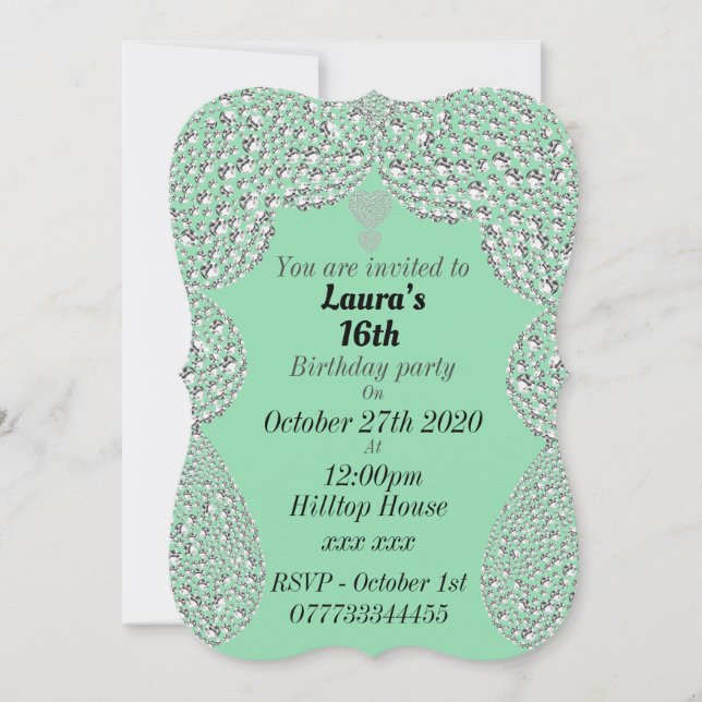 personalisierte Einladungen zum 16. Geburtstag (Vorderseite)