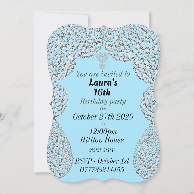 personalisierte Einladungen zum 16. Geburtstag (Vorderseite)