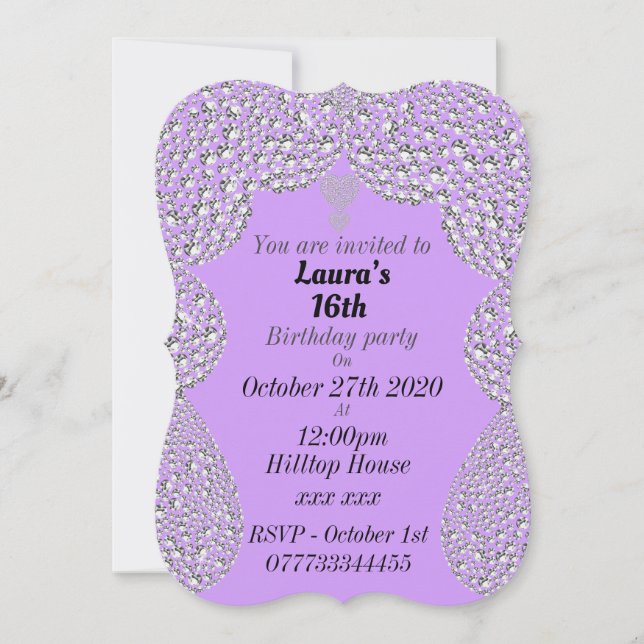 personalisierte Einladungen zum 16. Geburtstag (Vorderseite)